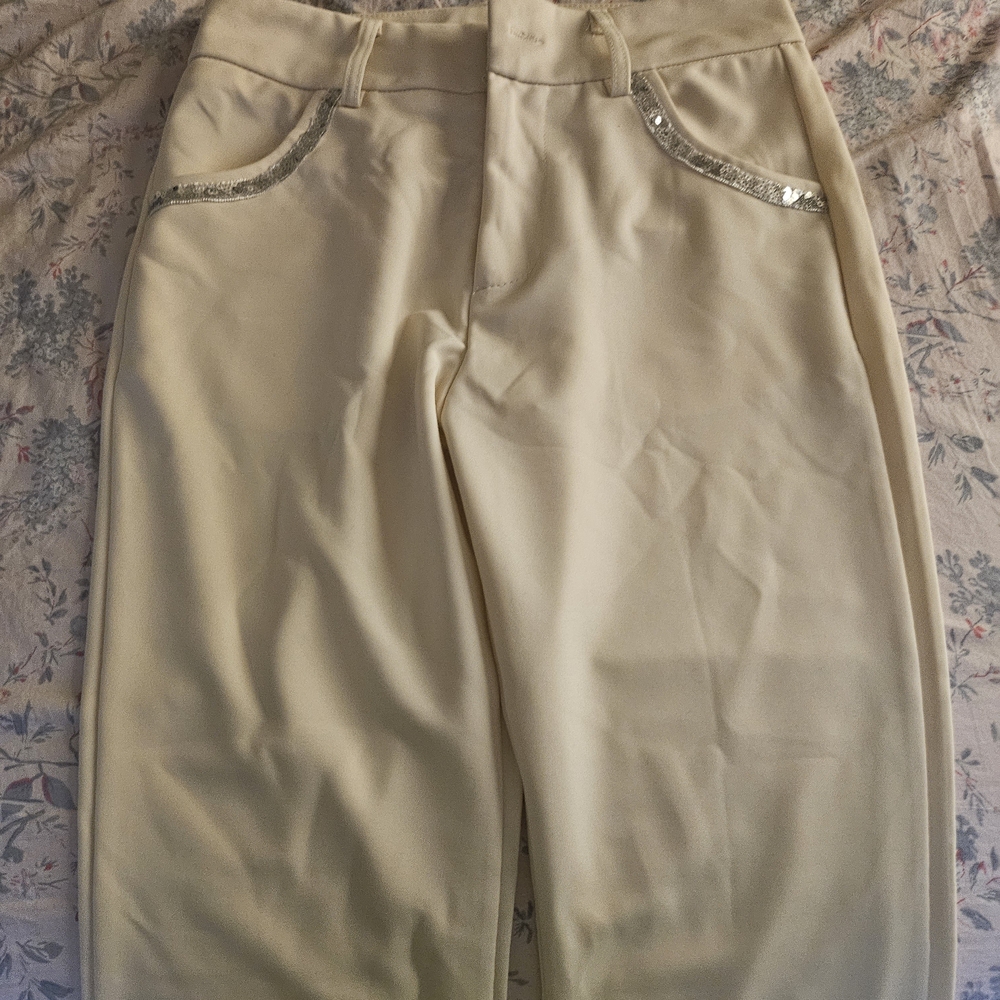 Cream Pants with Silver Accents